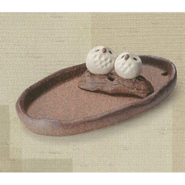 Owl oval incense stand [Shigaraki ware]<BR> 4-2839