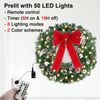 24" Prelit Christmas Wreath w/ Lights & Timer & Remote For Front Door Christmas