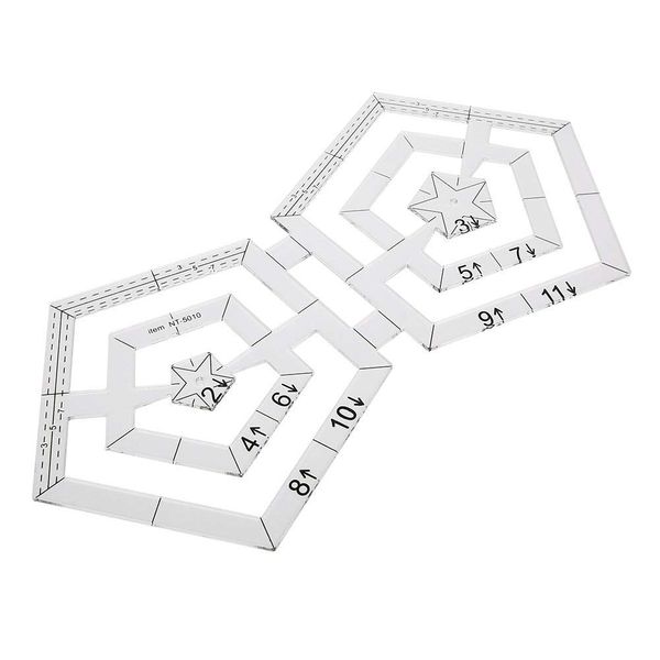 Buosha Transparente Schablone Pentagon Quilting Lineale, Doppelte fünfeckige Nähwerkzeuge Patchwork Lineal, Für Patch-Work Nähtechnologie, Acryl-Doppel-Pentagon-Konstruktion, Ca. 220 mm