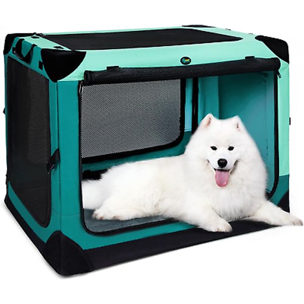 Collapsible Dog Crate, 36 Inch Portable Travel Dog Crate for Large Dogs, 4-Do...