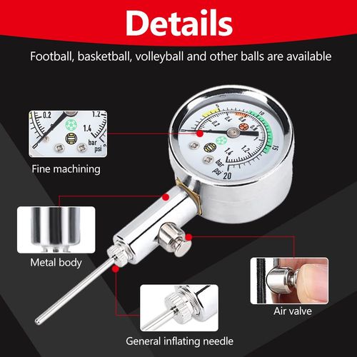 Ball Air Pressure Gauge Portable Sports Pressure Gauge Basketball Air Guage Football Pump Pressure Gauge Ball Pressure Gauge Football