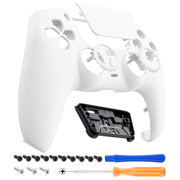 eXtremeRate LUNA Redesigned Front Shell Touchpad Compatible with ps5 Controller BDM-010 020 030 040 050, White Replacement Custom Touch Pad Cover Compatible with ps5 Controller