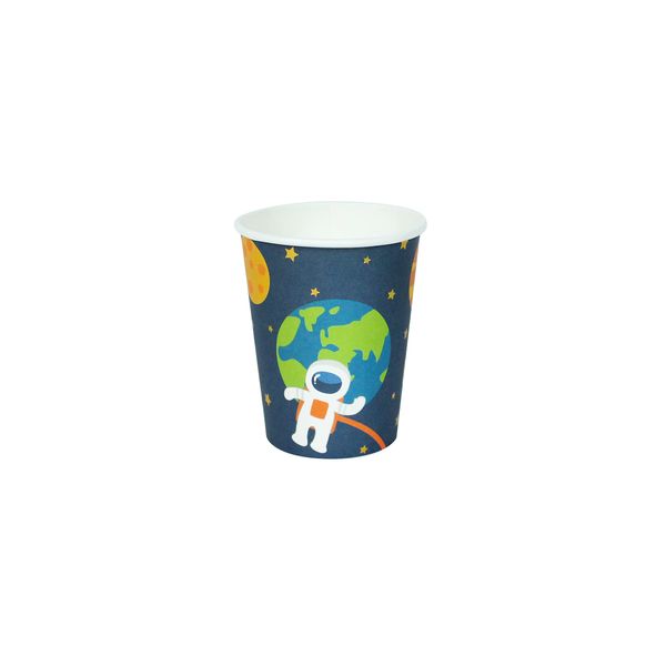 Merrilulu Space Party Cups, 12 ct | Paper Cups | Outer Space Party Tableware | Astronaut, Rocket Ship, Planet, NASA