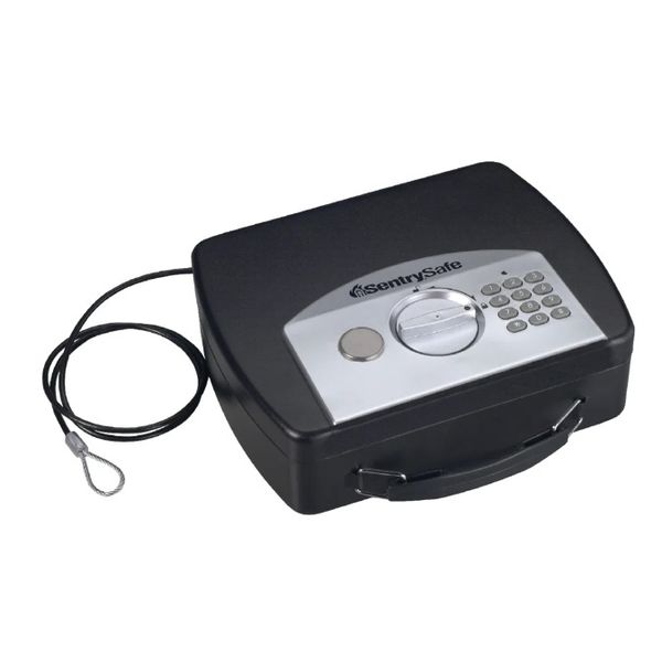 P008E Portable Electronic Security Safe 0.08 cu ft 10 x 7.9 x 2.9 Black/Silver