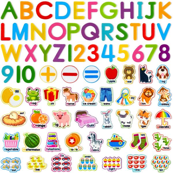 PENGFULL Felt Learning Letters,Learning Numbers,75 Felt Board Pieces for Felt Flannel Board,Alphabet ABC Learning for Toddlers for Kindergarten,Preschool,Toddlers