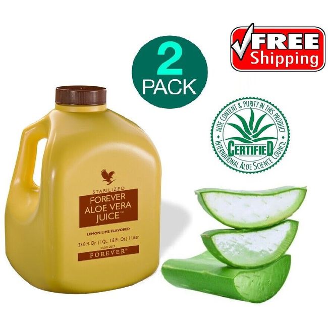 2 Pack Forever Living Aloe Vera Juice Preservative Free 33.8 fl.oz Exp Date 2025