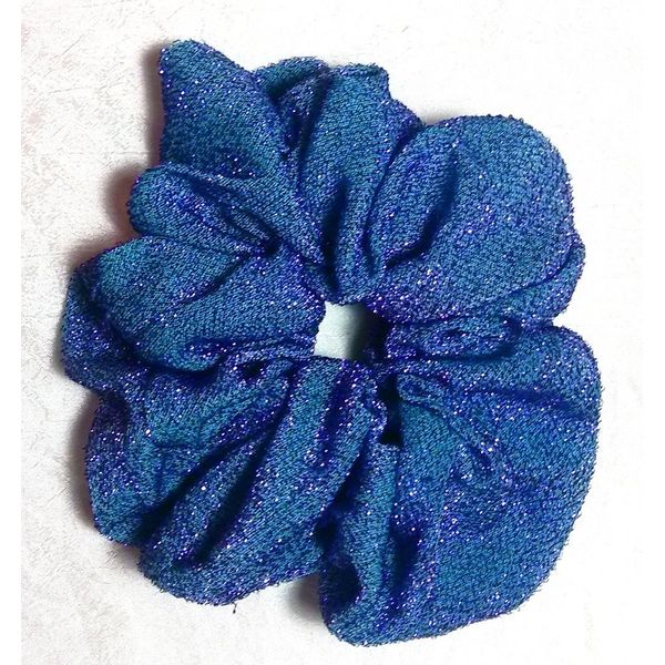 Turquoise and Lavender Glitter Scrunchie-Large - Made in the USA