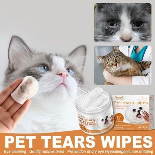 60Pcs Pet Eye Wipes Cat Dog Eye Cleaner Tear Stain Remover Wipes Eye Clean  L2I8