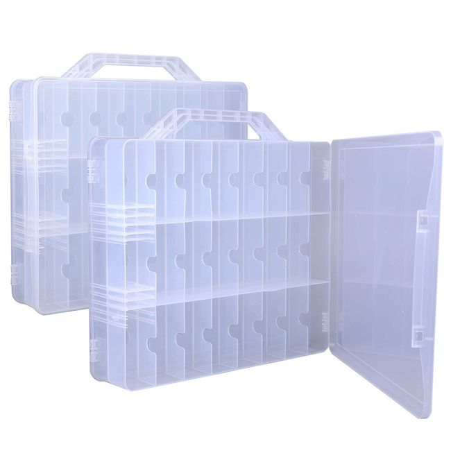 Foraineam 2 Pieces Double Side Universal Clear Nail Polish Organizer Box  Nail Tools Holder Case for 48 Bottles with 8 Adjustable Dividers