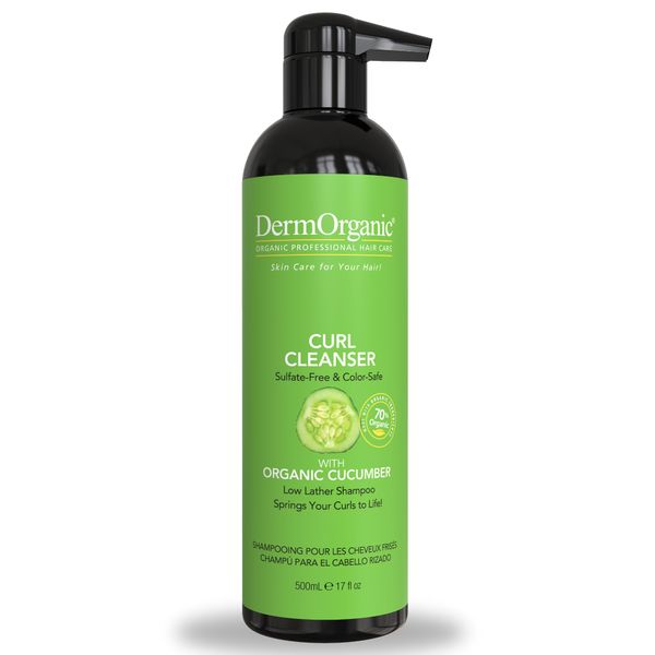 DermOrganic Curl Care with Organic Cucumber - Sulfate Free, Color Safe, Low Lather, Hydrating Cleanser - SHAMPOO - 17 oz