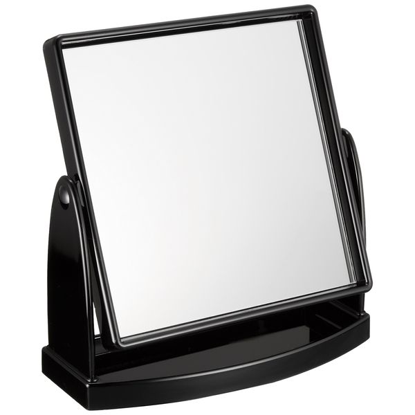 Yamamura Y-908 Stand Mirror with Tray, Black, 5.9 x 5.9 inches (149 x 149 mm)