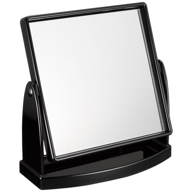 Yamamura Y-908 Stand Mirror with Tray, Black, 5.9 x 5.9 inches (149 x 149 mm)