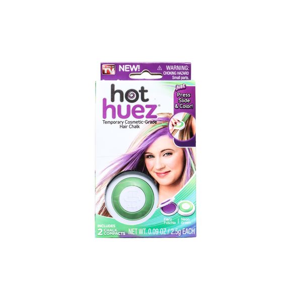 Hot Huez Temporary Hair Chalk-Set Fiery Fuschia | Neon Green Fun Hair Colors