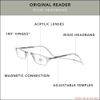 Clic Adjustable Front Connect Reader, 2.00 Strength, Clear Frame