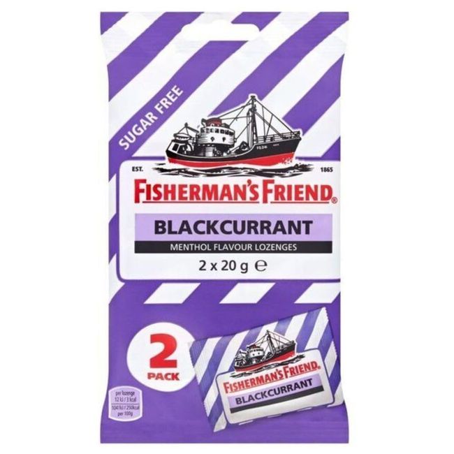 Fisherman's Friend Blackcurrant Menthol Flavour Lozenges - 2 Packs (40g Total): Your Trusted Companion for Soothing Relief!