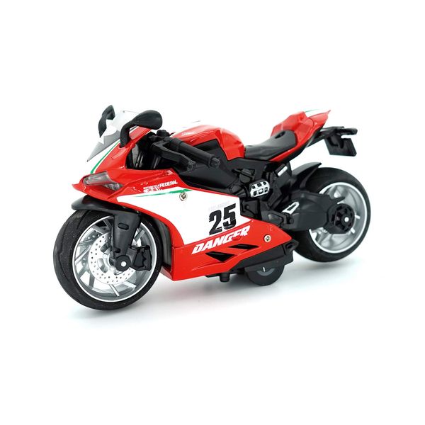 MING YING 66 Pull Back Motorcycle Model - 1:12 Scale Toy Motorcycle,Motorcycle Toy with Light and Music Gift for Children Boys and Girls (Red)