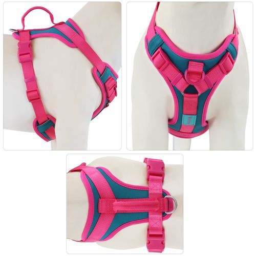 Wolfone No Pull Dog Harness Adjustable Soft Padded Pet Vest with Control Handle Adorable Daily Harness for Dogs（Viridian Green XL）