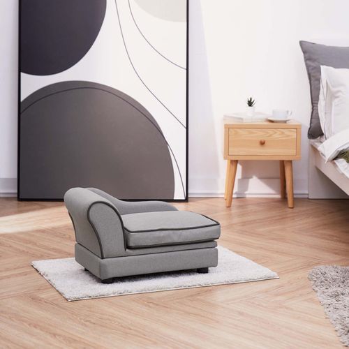 Teamson Pets Ivan Chaise Lounge Dog Bed with Storage for Pets Up to 33 lbs, Gray