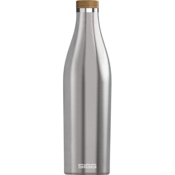 SIGG Meridian Brushed drinking bottle (0.7 L), pollutant-free and leak-proof water bottle made of stainless steel, double-wall insulated bottle for cold and hot drinks