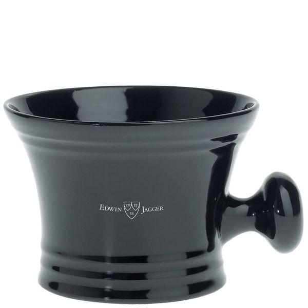 Edwin Jagger Porcelain Shaving Bowl with Handle (Ebony-Black)