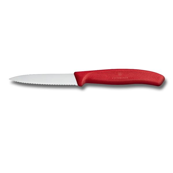 Victorinox 6.7601-X1 Swiss Classic Small Knife, Paring Knife, Serrated Edge, 3.1 inches (8 cm), Fruit Knife, Peeler, Red