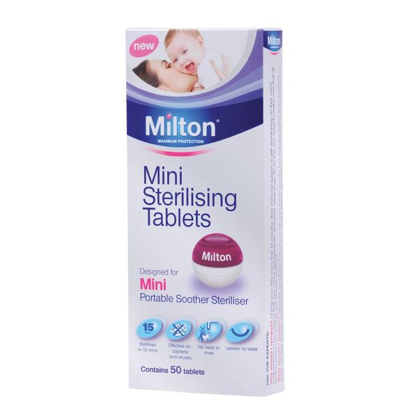 Milton Mini Portable Soother Pacifier Dummy Steriliser (Silver + 50Tablets)