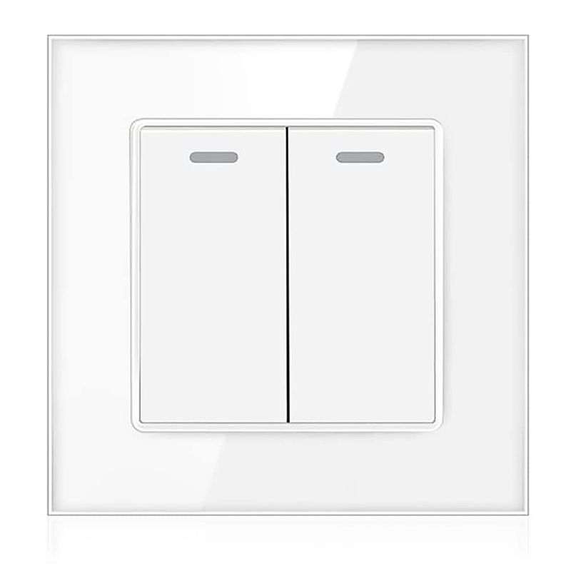1/2 Gang 2 Way White Crystal Glass Panel Light Switch On and Off Rocker ...