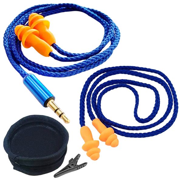 HAMILO Ear Plugs, Wired Earphones, Length 39.4 inches (100 cm), Ear Plugs with Drawstring, Cable Clip, Storage Case Included