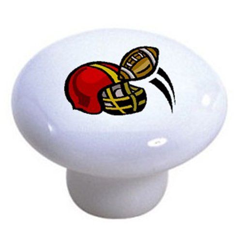 Set of 2 Football Helmet Ceramic Cabinet Drawer Knobs