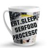 Makoroni - EAT SLEEP SEAFOOD PROCESSOR - 12 Oz. Unique Ceramic Coffee Cup, LATTE MUG