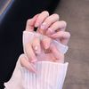 24pcs Nail Tips Nude Powder Butterfly Decoration Small Floral Pattern for Wedding, Party, Holiday, Dating, Prom, Daily Life