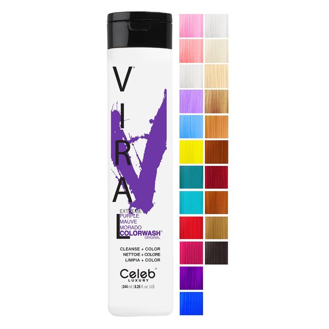 Celeb Luxury Viral Purple Colorwash, Color Depositing Shampoo with Bondfix Bond Rebuilder, Semi Permanent Hair Colour Glaze, Vegan Hair Dye, Maintains and Refreshes Bold Purple Color