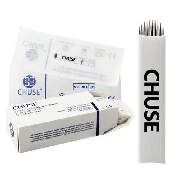 CHUSE A16 microblades Permanent Makeup Manual Eyebrow Tattoo Needles Embroidery Arc 50pcs/Box 16 Curved Microstroking