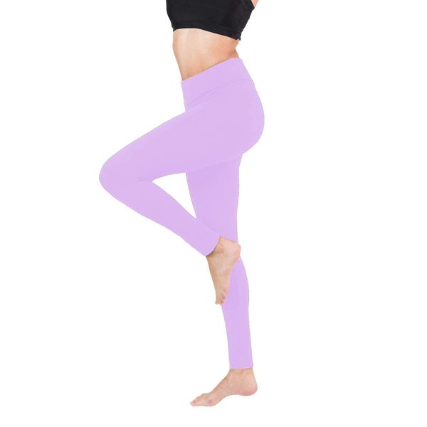 Baihetu Buttery Soft Leggings for Women-Regular and Plus Size Leggings with Inner Pockets -Yoga Pants Light Purple Large