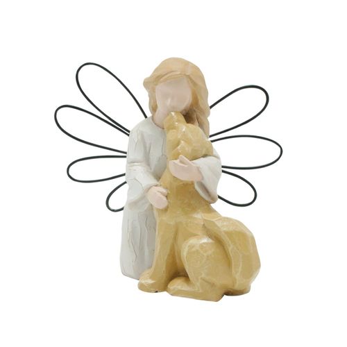 HEBYJO Angel Kissing Dog Statue, Eternal Love Pet Memorial Friendship Gifts, Comforting Loss of Dog Sympathy Gift