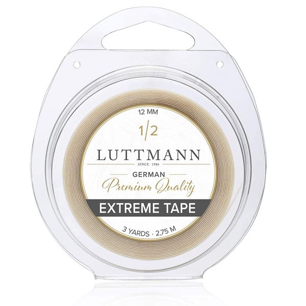 LUTTMANN® Extreme Tape 12 mm Premium Quality Extreme Hold Adhesive Tape Adhesive Roll Lace Front Transparent for Hair Systems, Hairpieces, Wigs, Toupets & Extensions