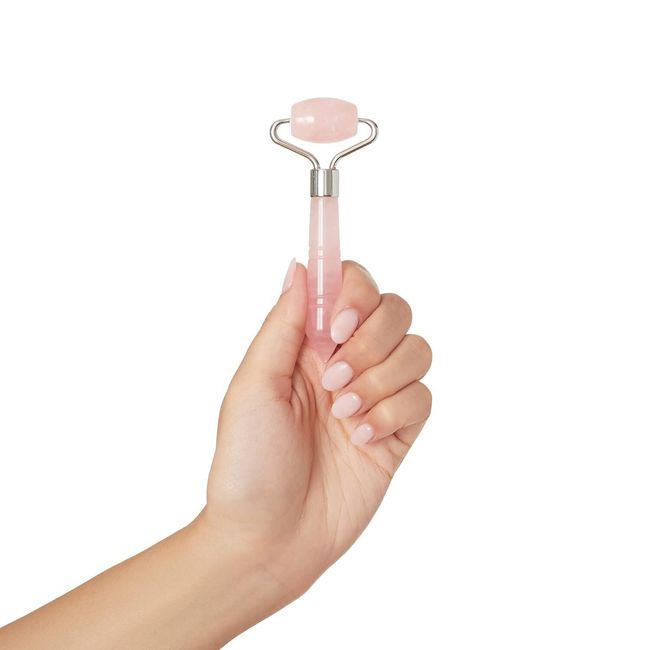 Plum Beauty Mini Rose Quartz Roller for Face - Improves Skin Tone and Blood...