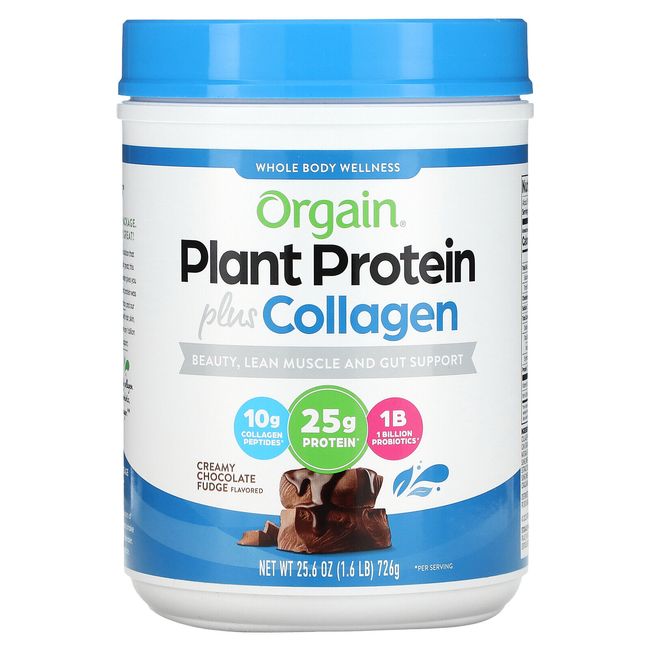 Plant Protein Plus Collagen, Creamy Chocolate Fudge, 1.6 lb (726 g)