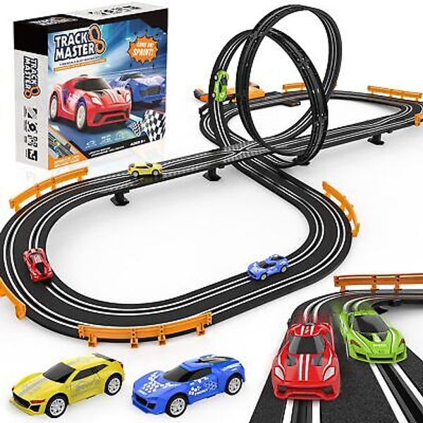 18.4Ft Slot Car Race Track Set Battery or Electric Car Race Track Gift for Boys