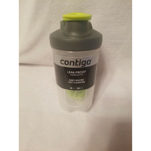 NEW! CONTIGO Leak Proof 20oz Shaker Bottle Green Easy Mix And Clean 591ml