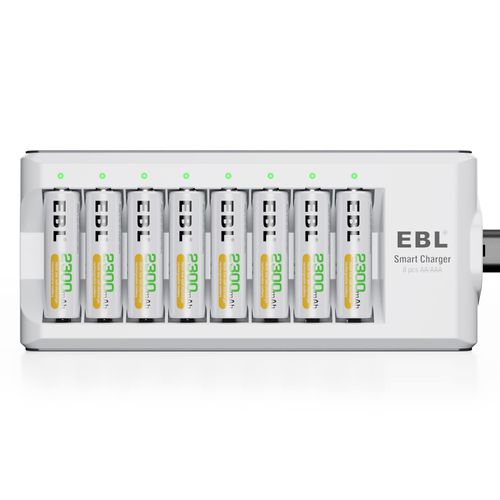 EBL Rechargeable AA Batteries 2300mAh Long Lasting Battery (8 Counts) with Battery Charger for AA AAA Batteries