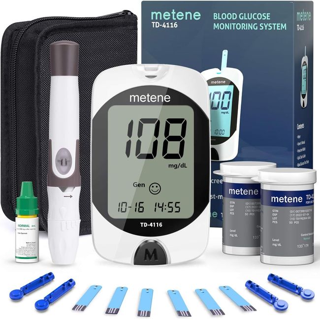 Metene TD-4116 Blood Glucose Monitor Kit, 100 Glucometer Strips, 100...