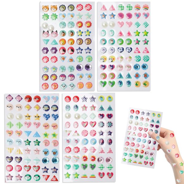 240PCS Gems Earrings Sticker, Stick on Earrings for Girls, Children Three-Dimensional Stickers Girls Earring Stickers Suitable for DIY Color Diamond Stickers Nail Stickers Decoration