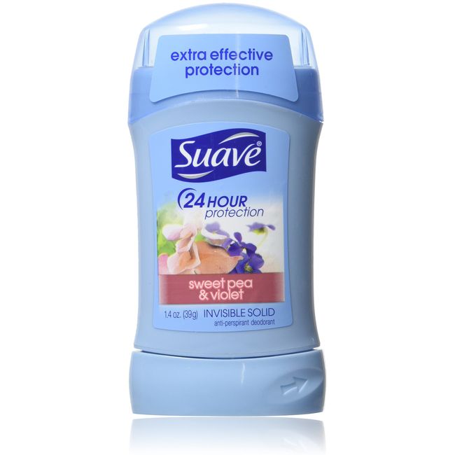 Suave Deodorant 2.6 Ounce 24Hr Sweet Pea & Violet Invis. Solid (76ml) (2 Pack)