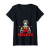 Womens Skull Welder Engineer Engineering Welding Fabrication V-Neck T-Shirt
