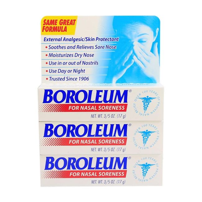 Dry Nose Relief by Boroleum | Nasal Soreness & Stuffy Nose Relief | Medicated Nasal Gel and Nose Moisturizer