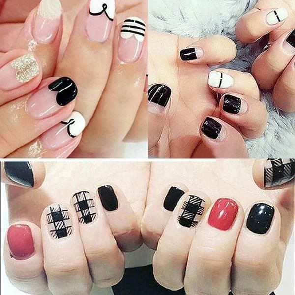 Dark Black Nail Sticker Nail Self Pedi Nail (W1E28B7)