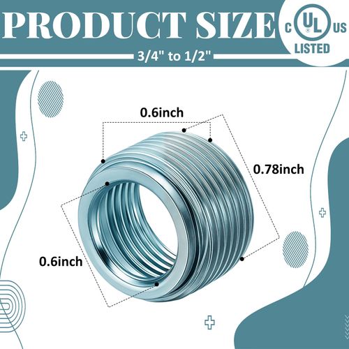 Gisafai 20 Pack Reducer Bushing 3/4 to 1/2 Reducer Threaded Bushings Galvanized Steel for Electrical Conduit Connections