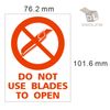 1 Roll 500 Labels 3x4 Do Not Use Blades To Open Warning Stickers