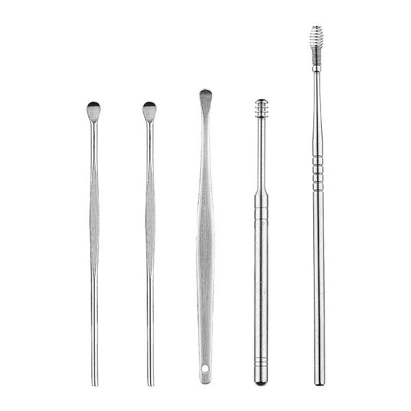 ZCD 5x Earwax Removal Kit Earwax Cleaner Kit Clean Ear Canal at Home Safely and Gently Ear Spoon Easy to Use, As Described, Silvery, Stainless Steel